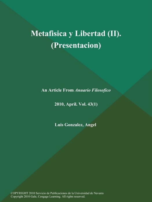Metafisica y Libertad (II) (Presentacion)