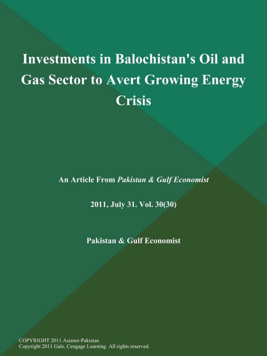 Investments in Balochistan's Oil and Gas Sector to Avert Growing Energy Crisis