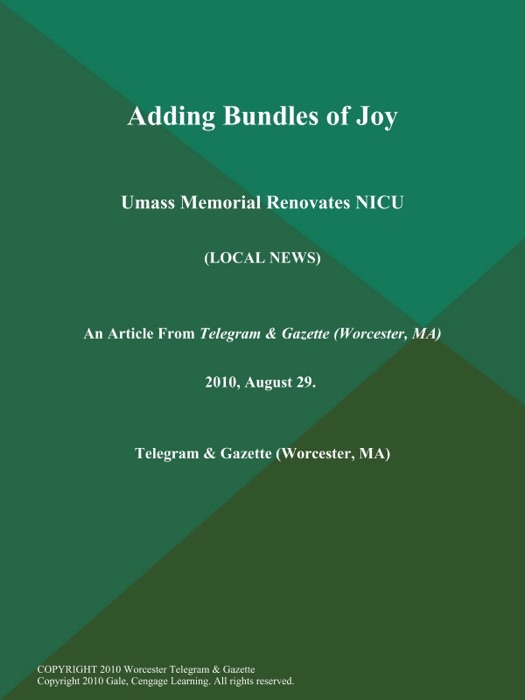 Adding Bundles of Joy; Umass Memorial Renovates NICU (LOCAL NEWS)