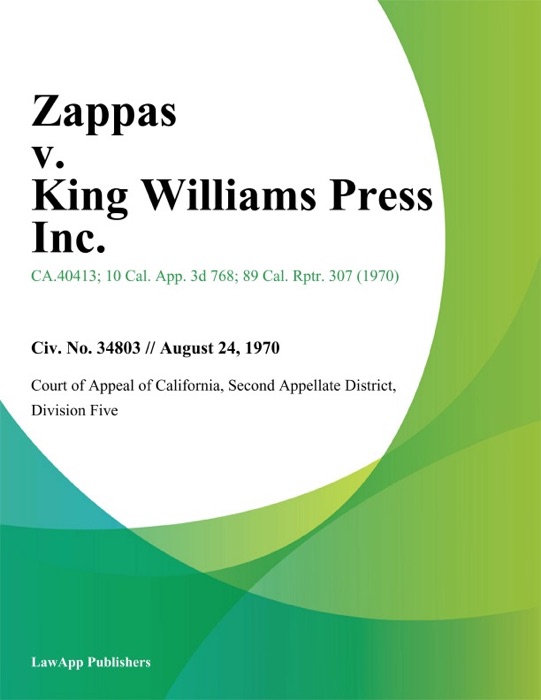 Zappas v. King Williams Press Inc.