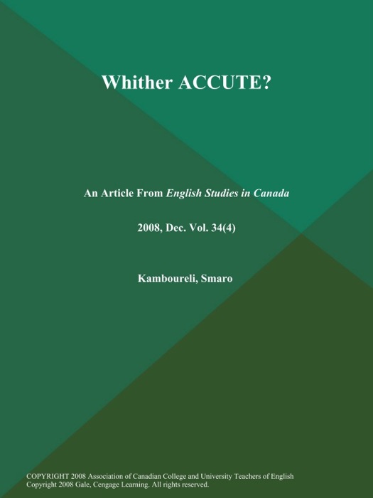 Whither ACCUTE?