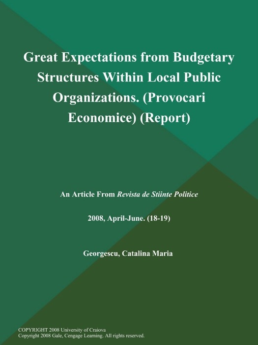 Great Expectations from Budgetary Structures Within Local Public Organizations (Provocari Economice) (Report)