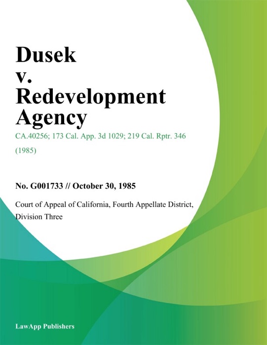 Dusek v. Redevelopment Agency