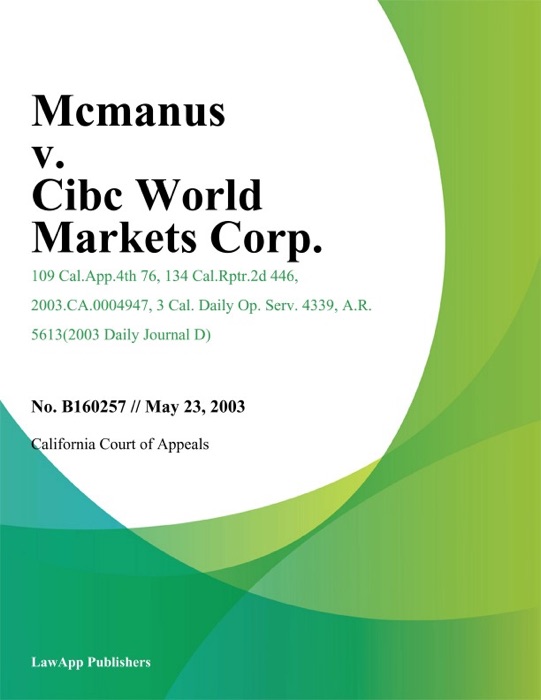 Mcmanus v. Cibc World Markets Corp.