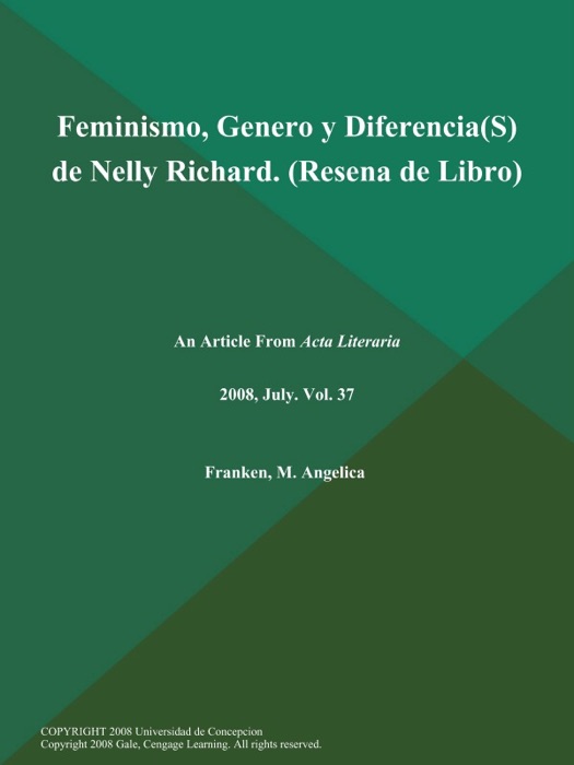 Feminismo, Genero y Diferencia(S) de Nelly Richard (Resena de Libro)