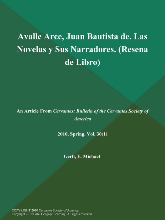Avalle Arce, Juan Bautista de. Las Novelas y Sus Narradores (Resena de Libro)