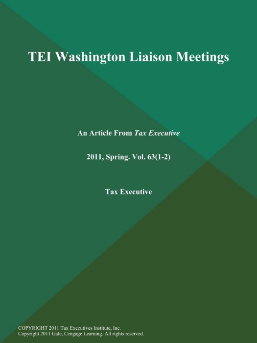 TEI Washington Liaison Meetings