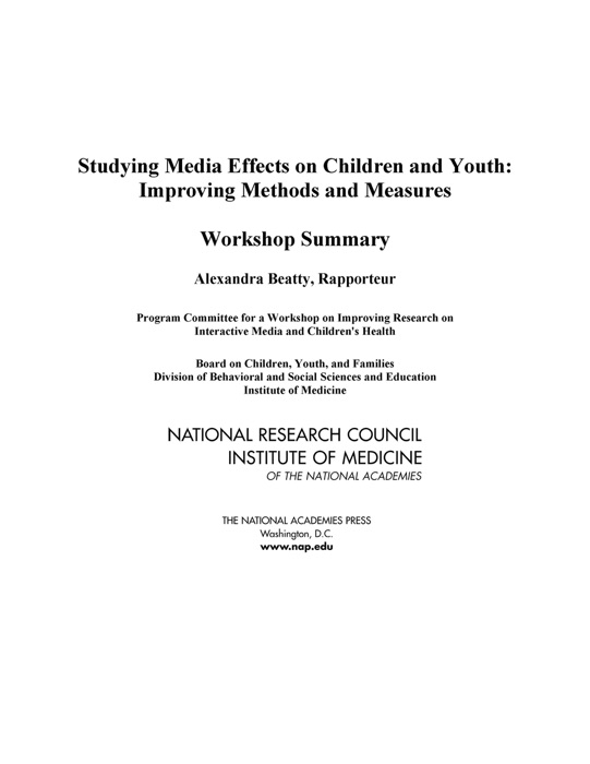 Studying Media Effects on Children   and Youth
