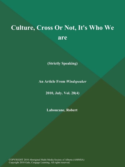 Culture, Cross Or Not, It's Who We are (Strictly Speaking)
