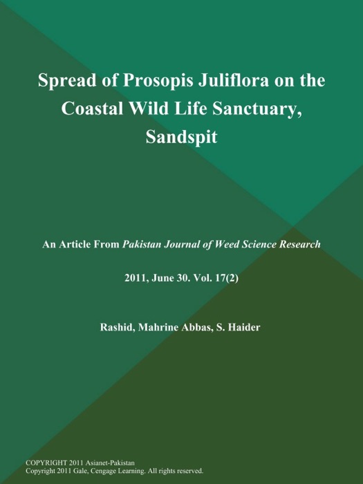 Spread of Prosopis Juliflora on the Coastal Wild Life Sanctuary, Sandspit