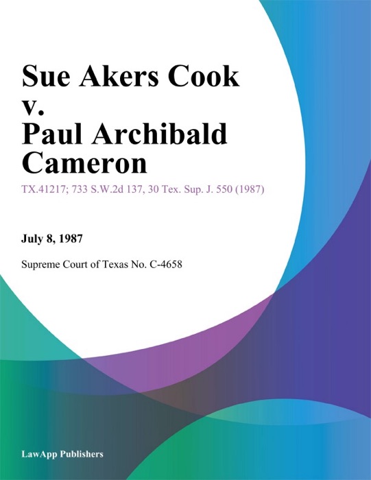 Sue Akers Cook v. Paul Archibald Cameron