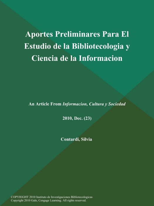 Aportes Preliminares Para El Estudio de la Bibliotecologia y Ciencia de la Informacion