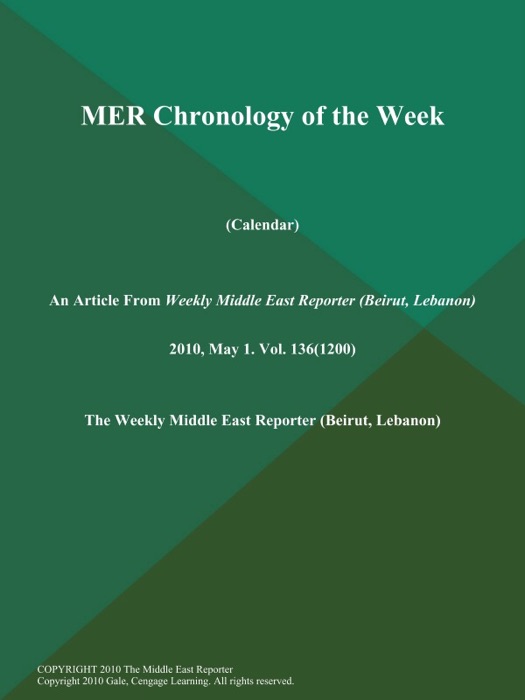 MER Chronology of the Week (Calendar)