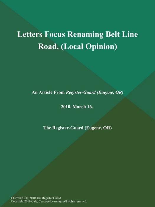 Letters Focus Renaming Belt Line Road (Local Opinion)
