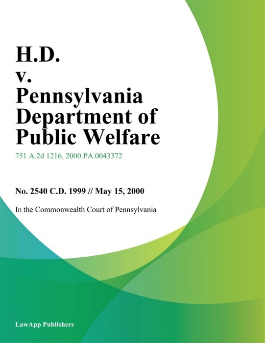 H.D. V. Pennsylvania Department Of Public Welfare