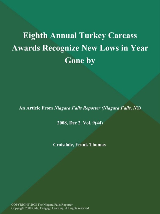 Eighth Annual Turkey Carcass Awards Recognize New Lows in Year Gone by