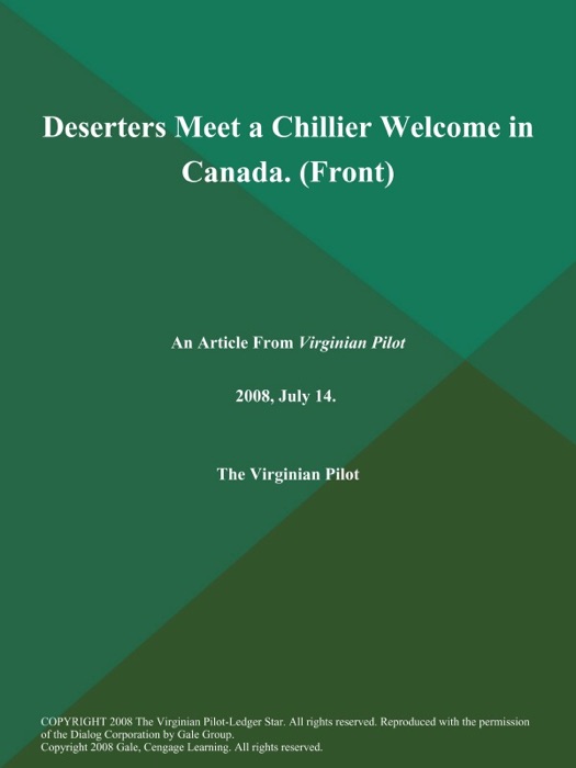 Deserters Meet a Chillier Welcome in Canada (Front)