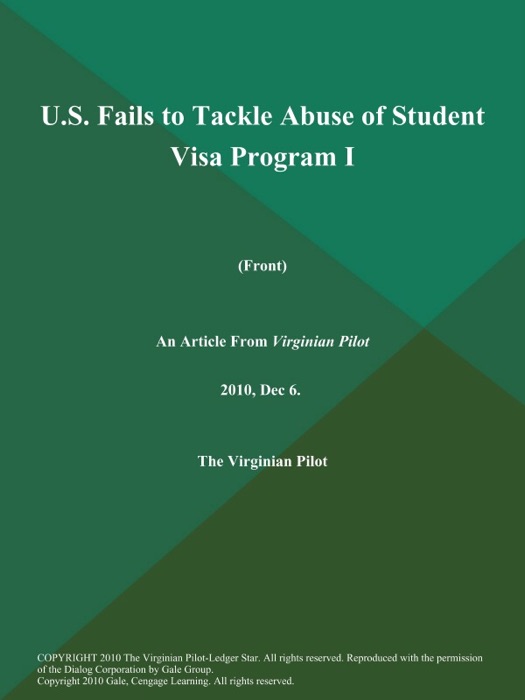 U.S. Fails to Tackle Abuse of Student Visa Program I (Front)