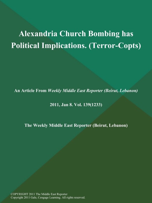 Alexandria Church Bombing has Political Implications (Terror-Copts)