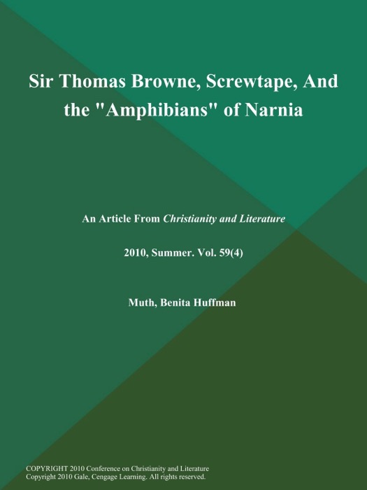 Sir Thomas Browne, Screwtape, And the 