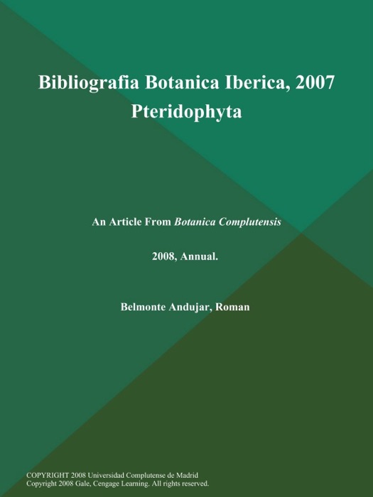 Bibliografia Botanica Iberica, 2007 Pteridophyta