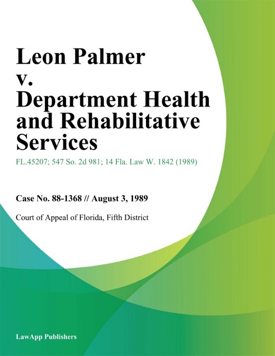 Leon Palmer v. Department Health and Rehabilitative Services