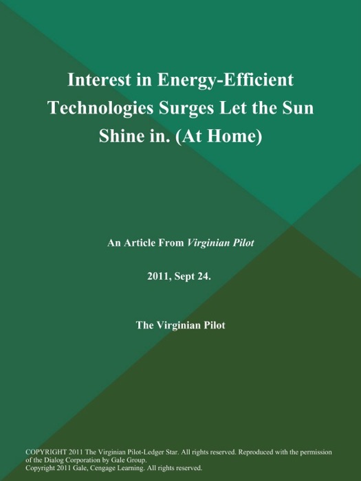 Interest in Energy-Efficient Technologies Surges Let the Sun Shine in (At Home)