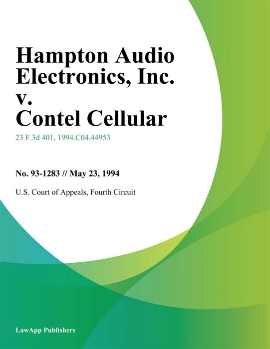 Hampton Audio Electronics, Inc. v. Contel Cellular, Inc.