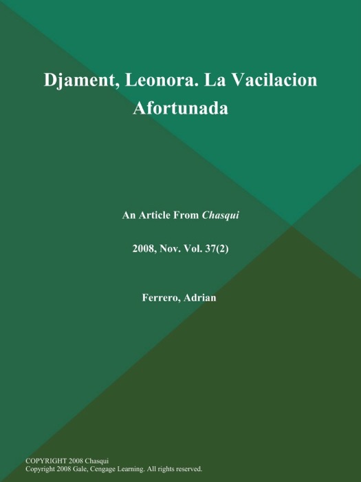 Djament, Leonora. La Vacilacion Afortunada