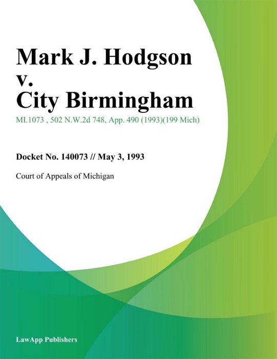 Mark J. Hodgson v. City Birmingham