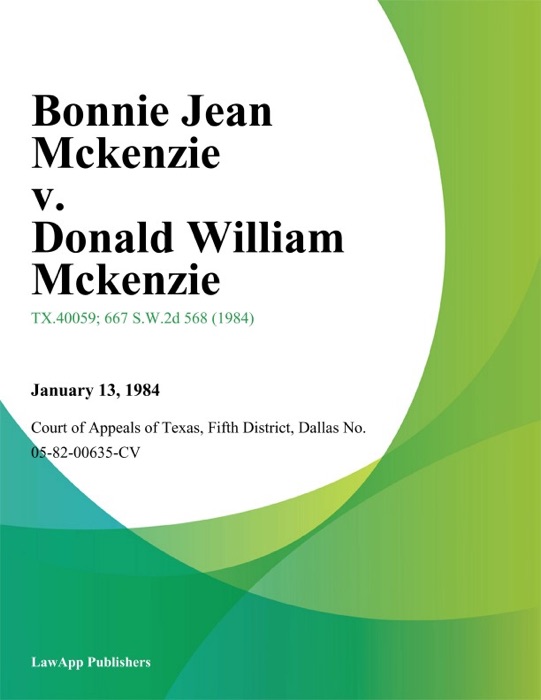 Bonnie Jean Mckenzie v. Donald William Mckenzie