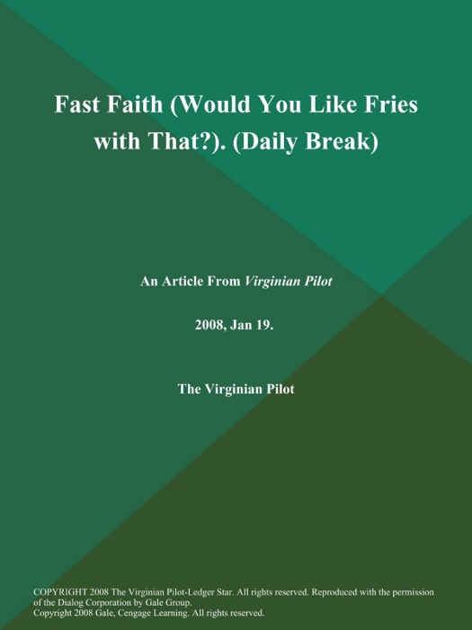 Fast Faith (Would You Like Fries with That?) (Daily Break)