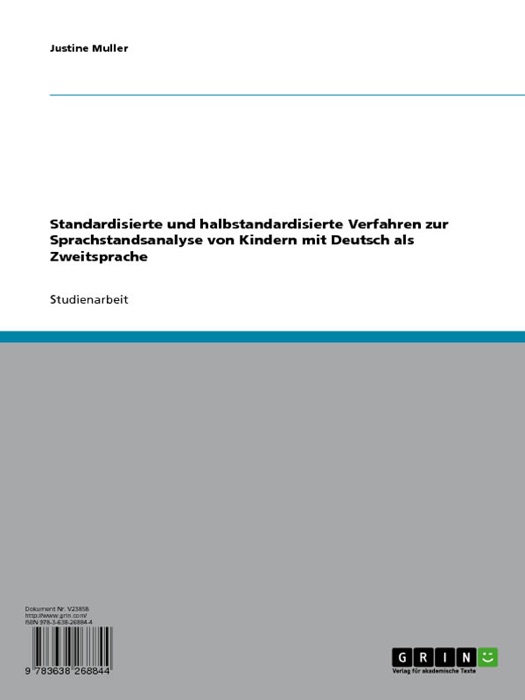 Standardisierte und halbstandardisierte Verfahren zur Sprachstandsanalyse von Kindern mit Deutsch als Zweitsprache