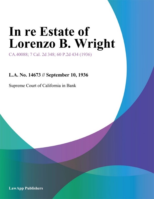 In Re Estate of Lorenzo B. Wright