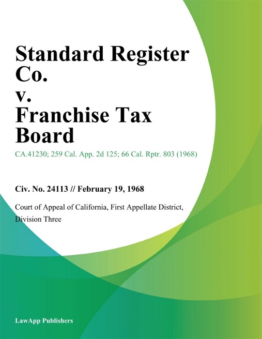 Standard Register Co. v. Franchise Tax Board