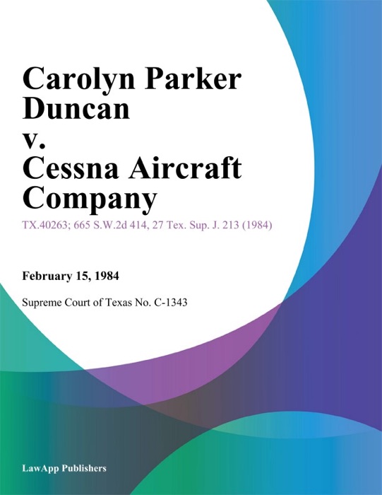 Carolyn Parker Duncan v. Cessna Aircraft Company