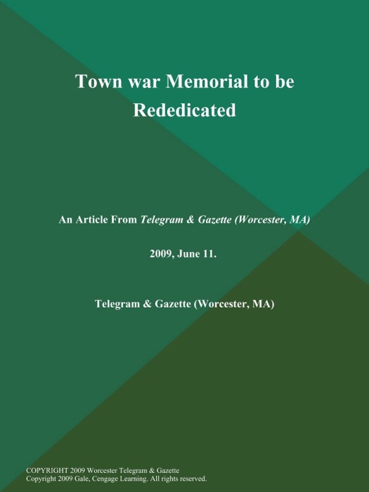 Town war Memorial to be Rededicated