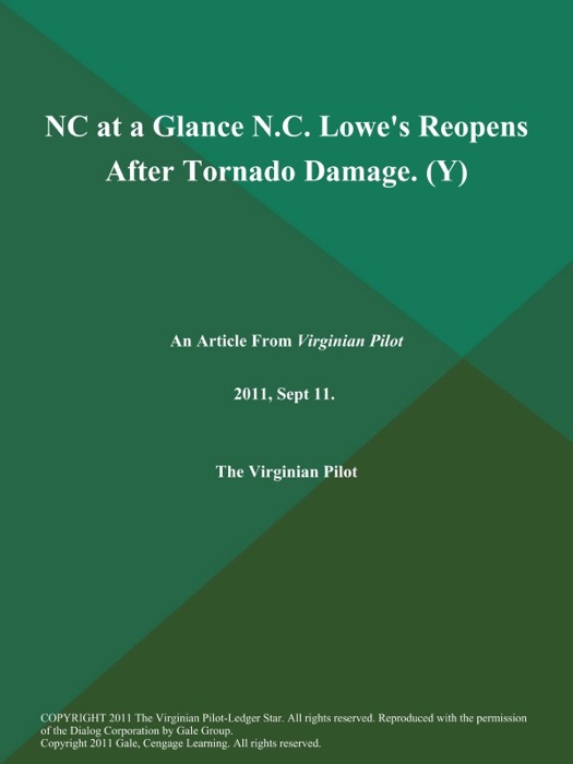 NC at a Glance N.C. Lowe's Reopens After Tornado Damage (Y)