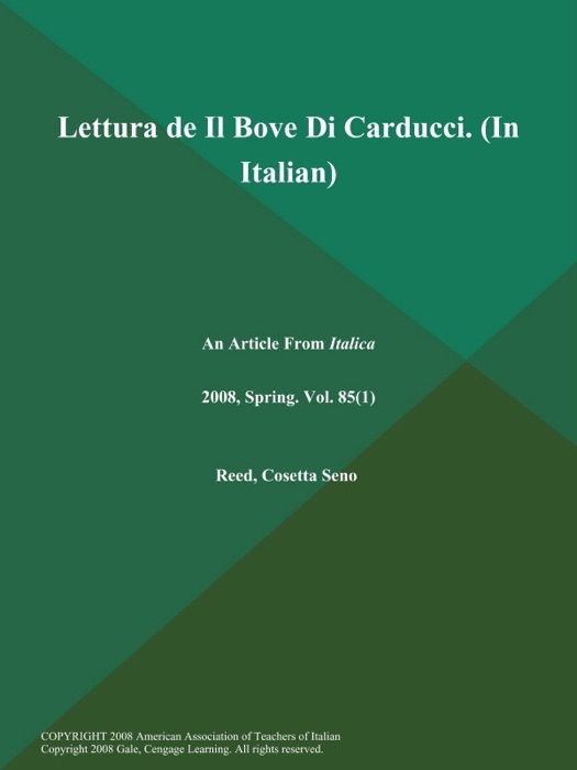 Lettura de Il Bove Di Carducci (In Italian)