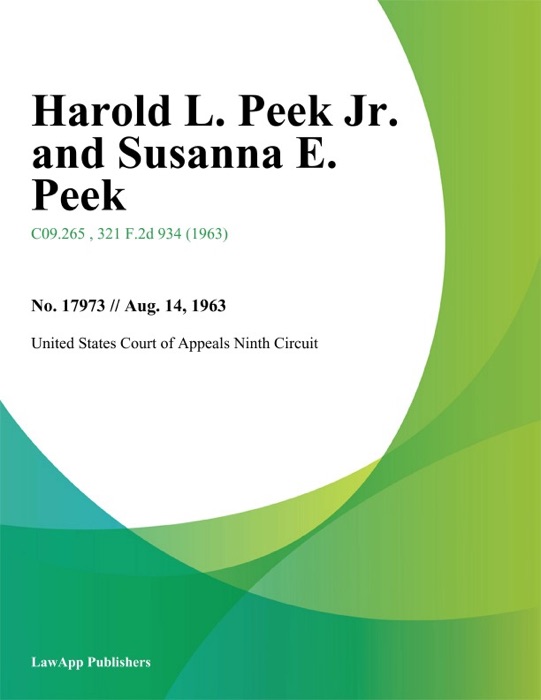 Harold L. Peek Jr. and Susanna E. Peek