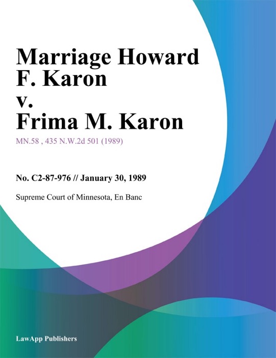 Marriage Howard F. Karon v. Frima M. Karon