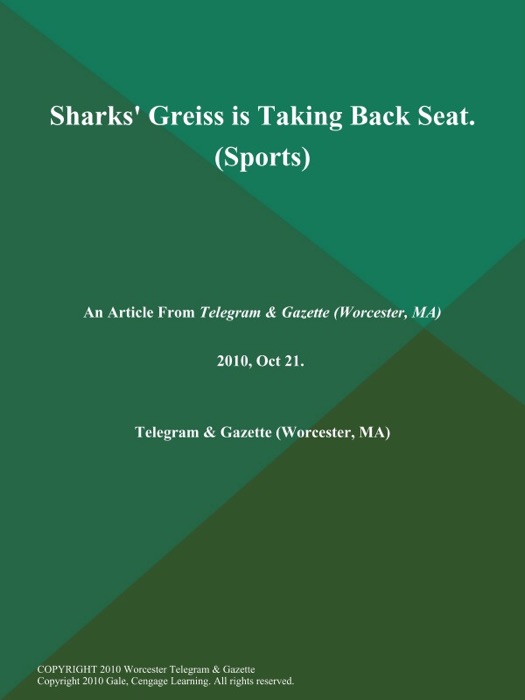 Sharks' Greiss is Taking Back Seat (Sports)