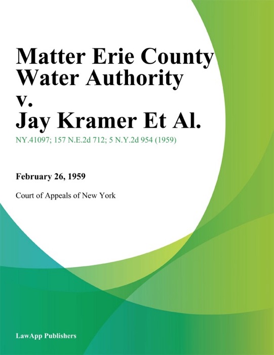 Matter Erie County Water Authority v. Jay Kramer Et Al.