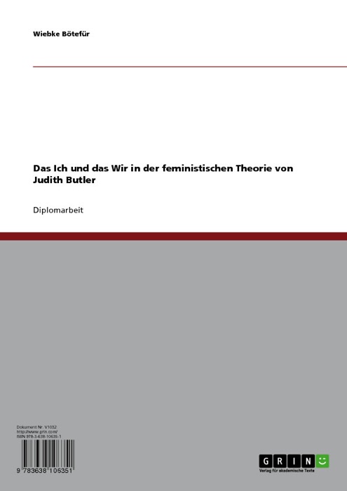 Das Ich und das Wir in der feministischen Theorie von Judith Butler