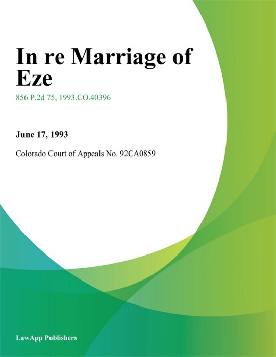 In Re Marriage Of Eze