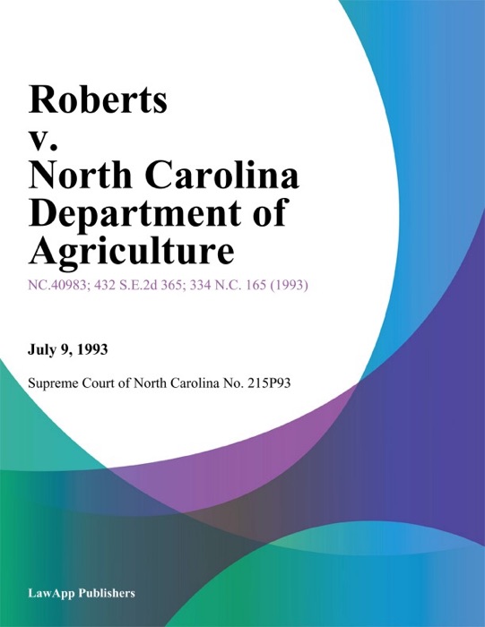Roberts v. North Carolina Department of Agriculture