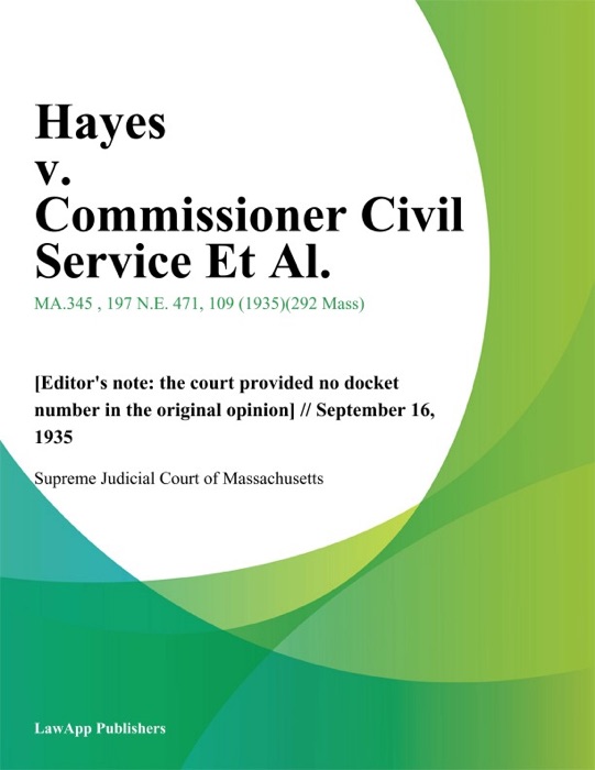 Hayes v. Commissioner Civil Service Et Al.