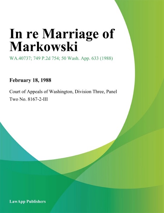 In Re Marriage of Markowski