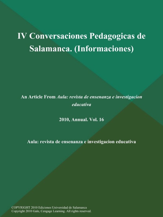 IV Conversaciones Pedagogicas de Salamanca (Informaciones)