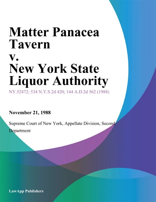 Matter Panacea Tavern v. New York State Liquor Authority
